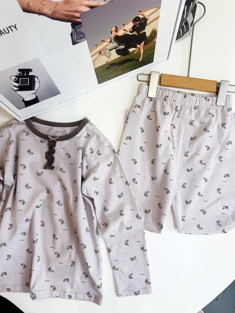 中性儿童男女通用防着凉睡衣春秋季儿童可爱超萌长袖家居服套装