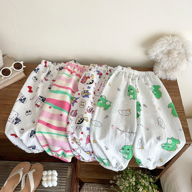 儿童夏季防蚊裤云朵棉睡裤卡通男女童家居裤宝宝休闲束脚长裤透气