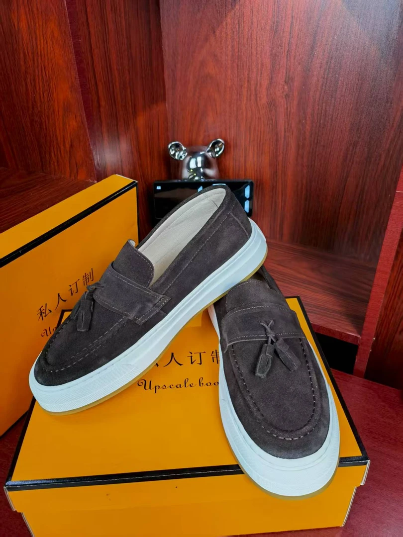 2025【秋季新款】牛猄皮咖啡色商务试试低帮舒适潮流百搭休闲鞋