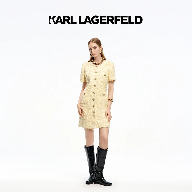 【欧若风】KARL LAGERFELD24冬新花纱连衣裙老佛爷K27E1335