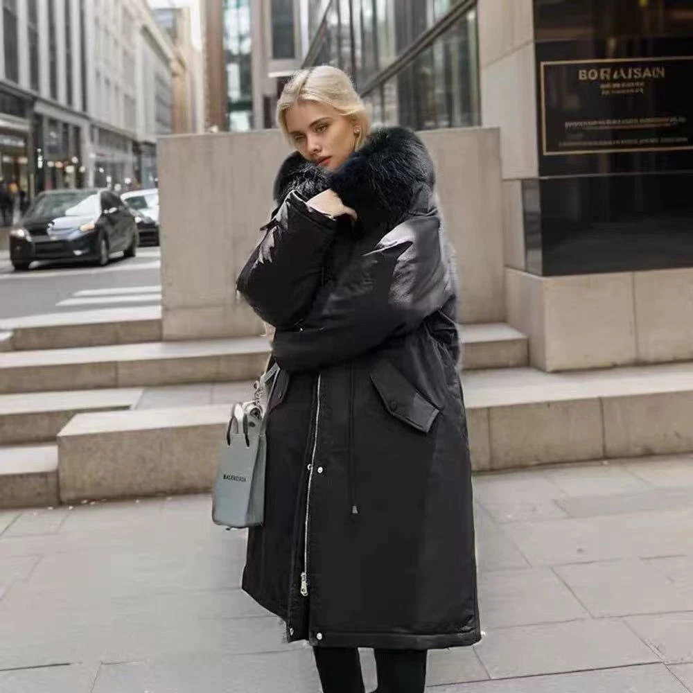 4441 XL8设计感百搭时尚带毛领外套派克服