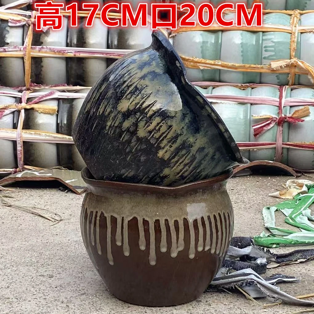 定制款大口手工简约紫砂粗陶法师老桩悬崖绿萝多肉植物陶瓷花盆