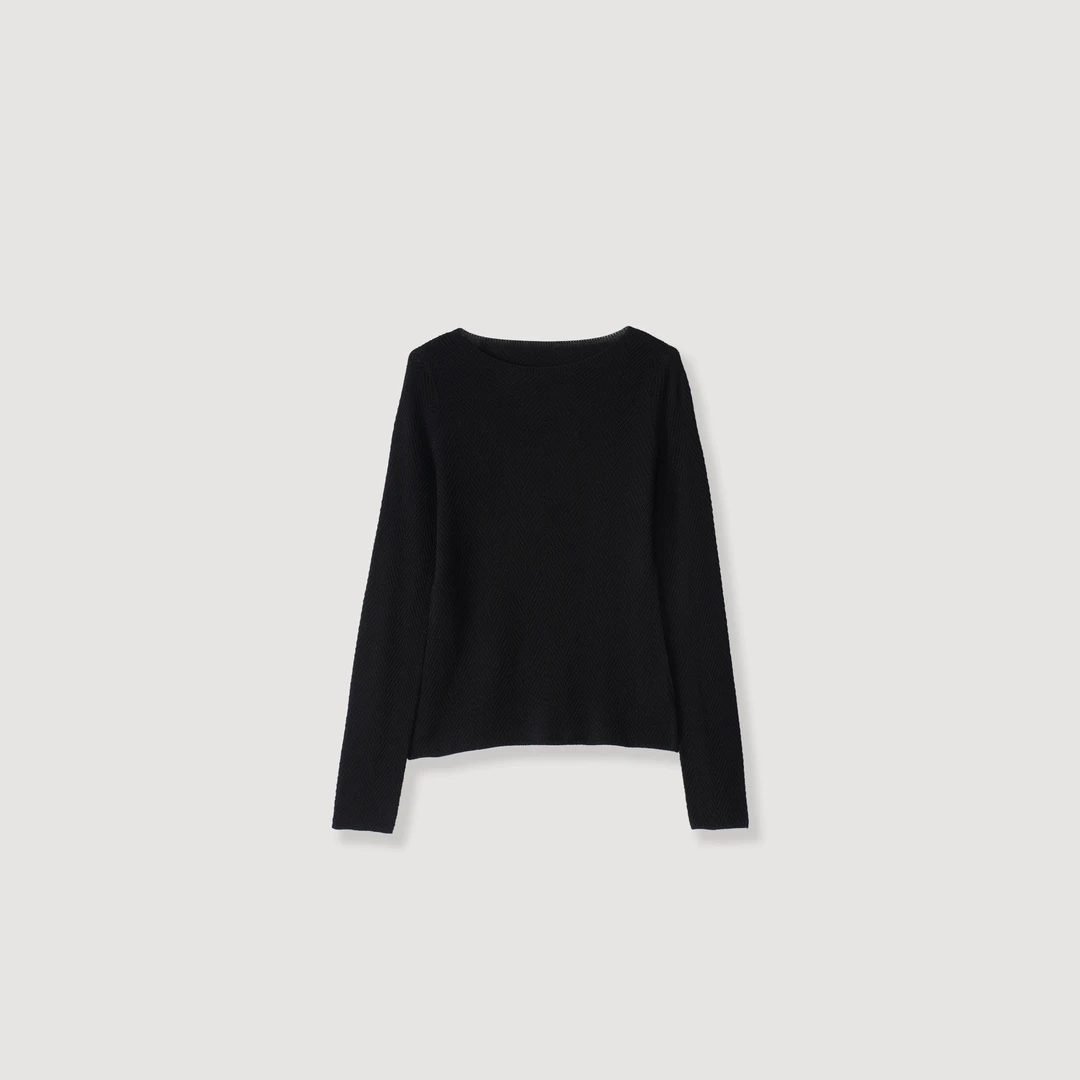 【易打理】岛精无缝一体鱼骨纹100羊毛圆领针织衫21HC013