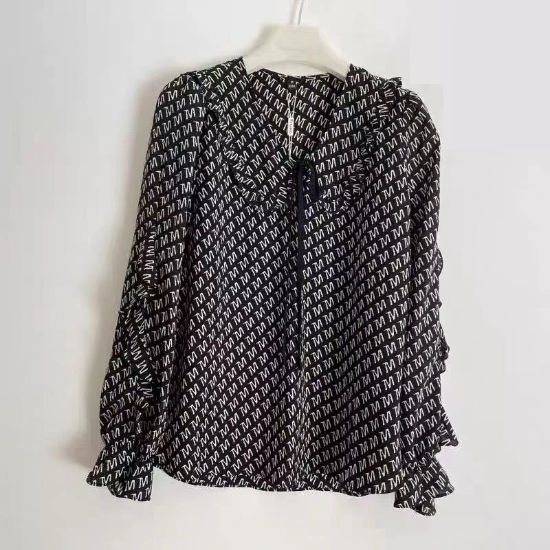 A1820 春秋洋气时尚长袖上衣气质休闲百搭设计感法式轻奢显瘦小衫