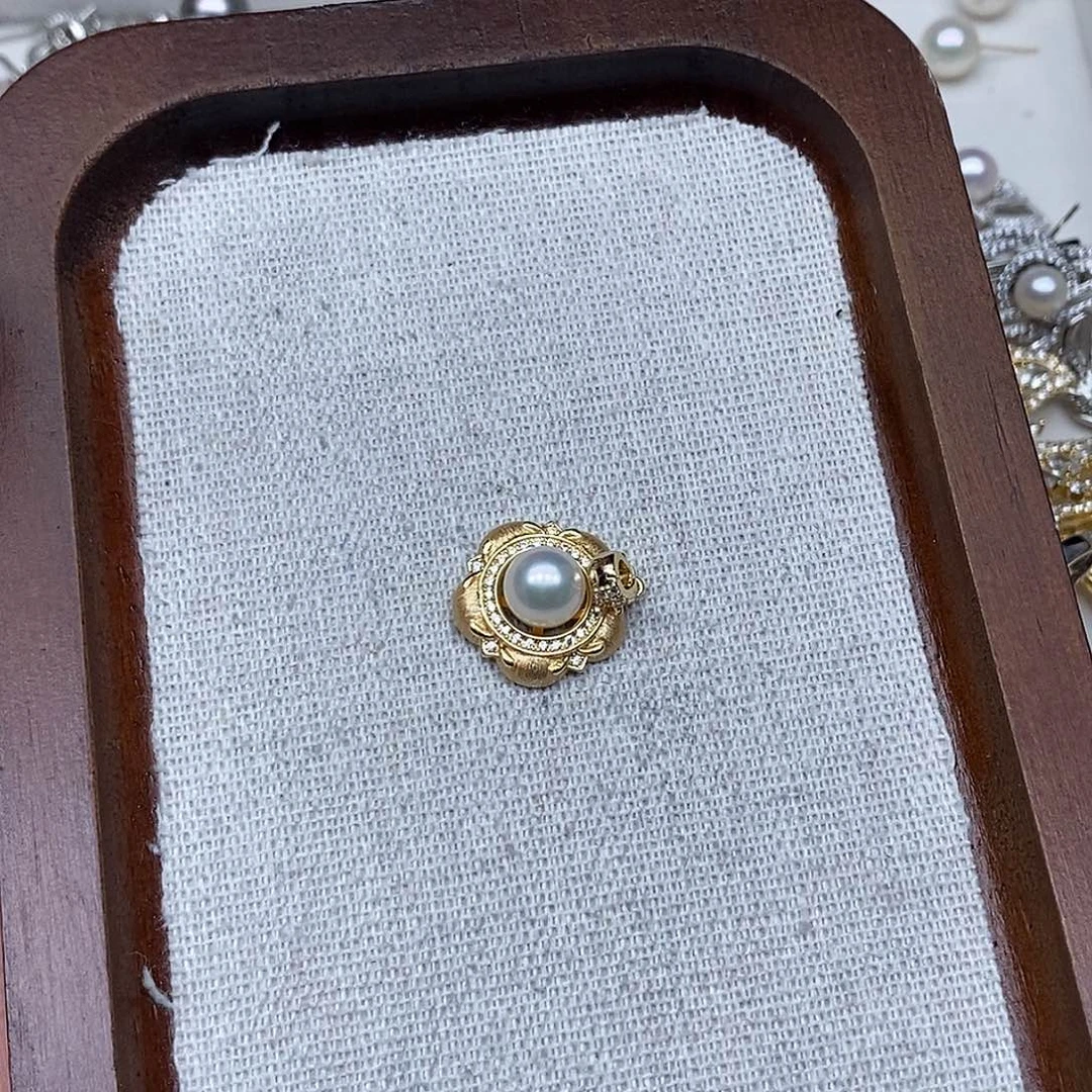 银S925镶嵌海水珍珠吊坠(不含链)