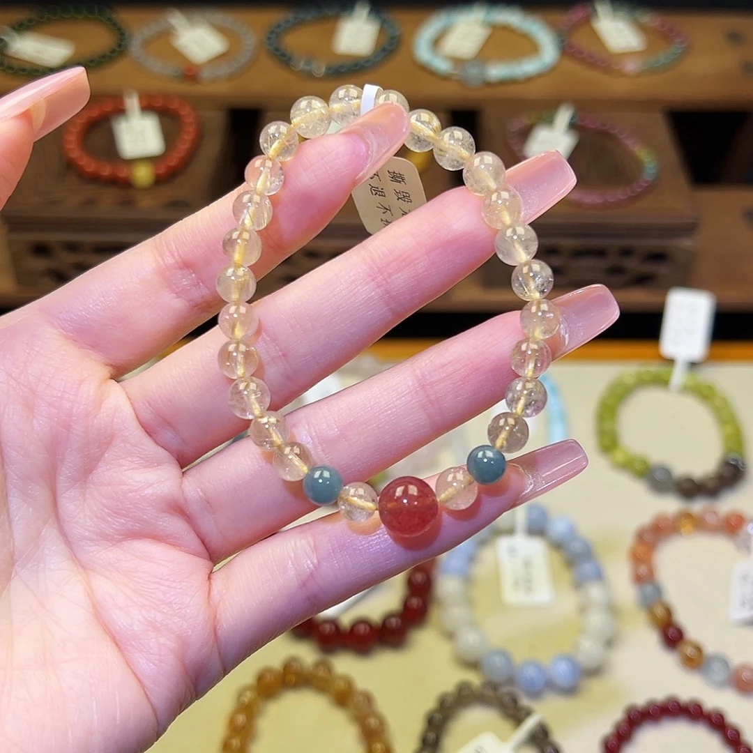 手串水晶银S925镀金镶嵌金发9401