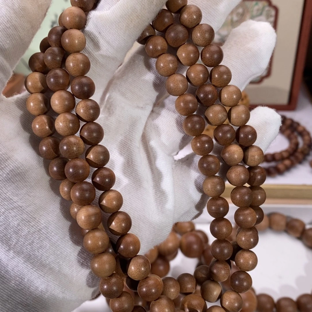 善***出檀香木手串/手链横纹黑肉0.8×108树心福利