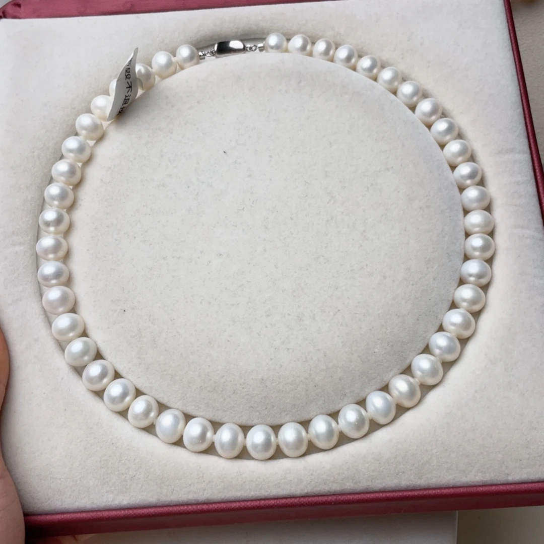 银S925镶嵌淡水珍珠项链10-11