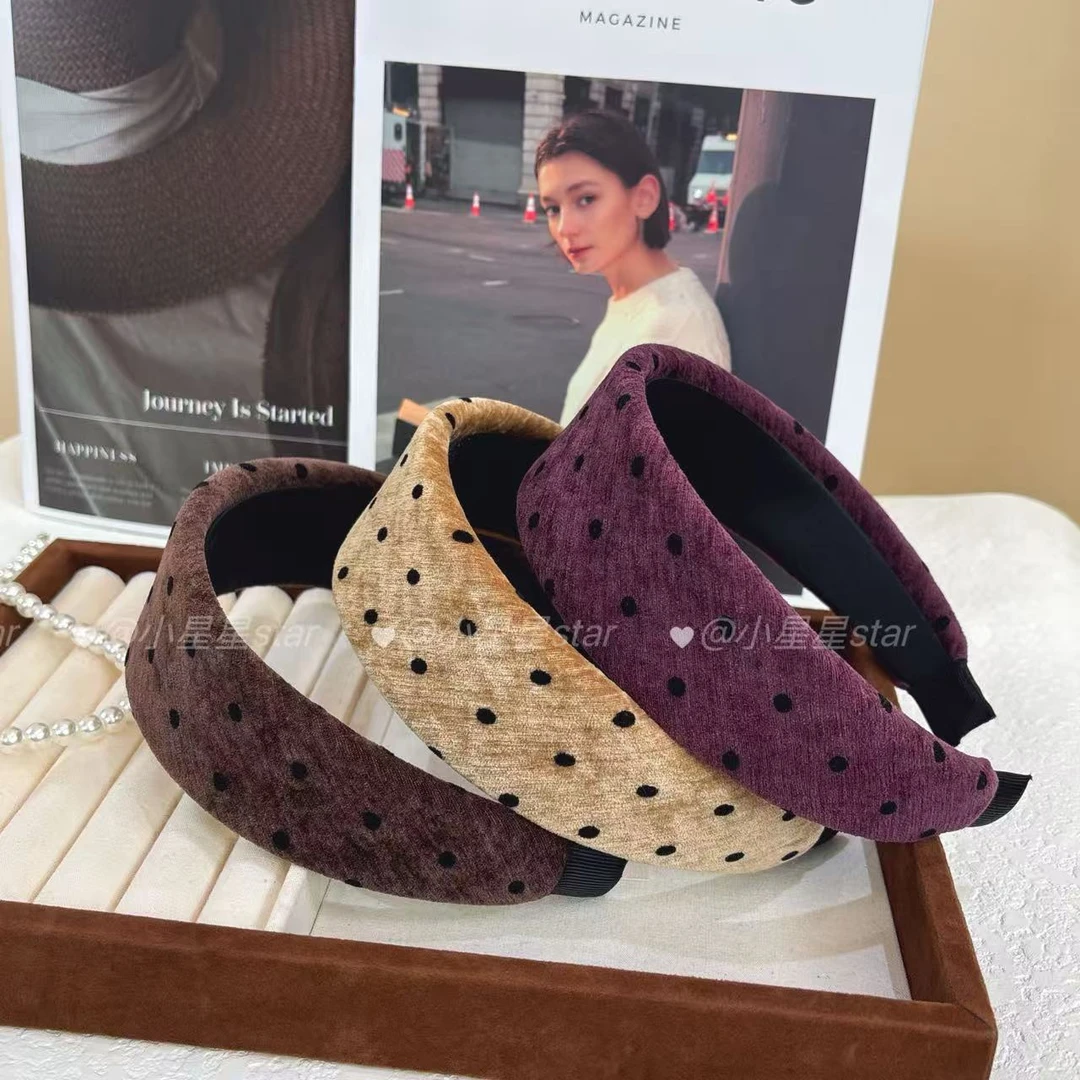 波点宽边高颅顶压发头箍女秋冬网红百搭外出发箍