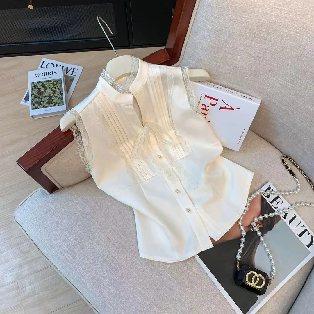 【漫老板】3366私服 定制清新减龄蕾丝蝴蝶结衬衣