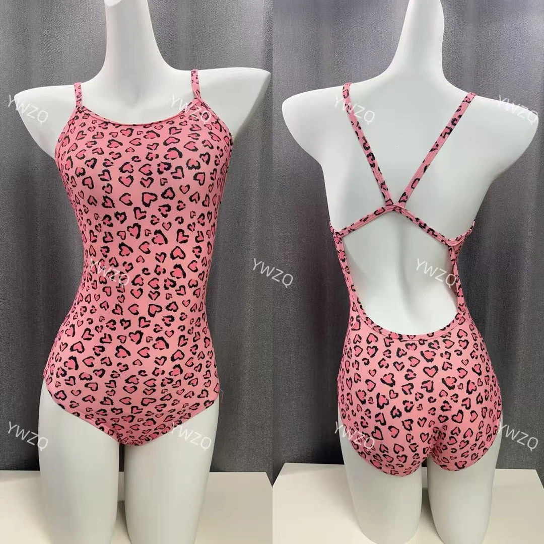 YWZQ【蜜桃粉豹】单层专业莱卡连体三角竞速训练遮肚显瘦