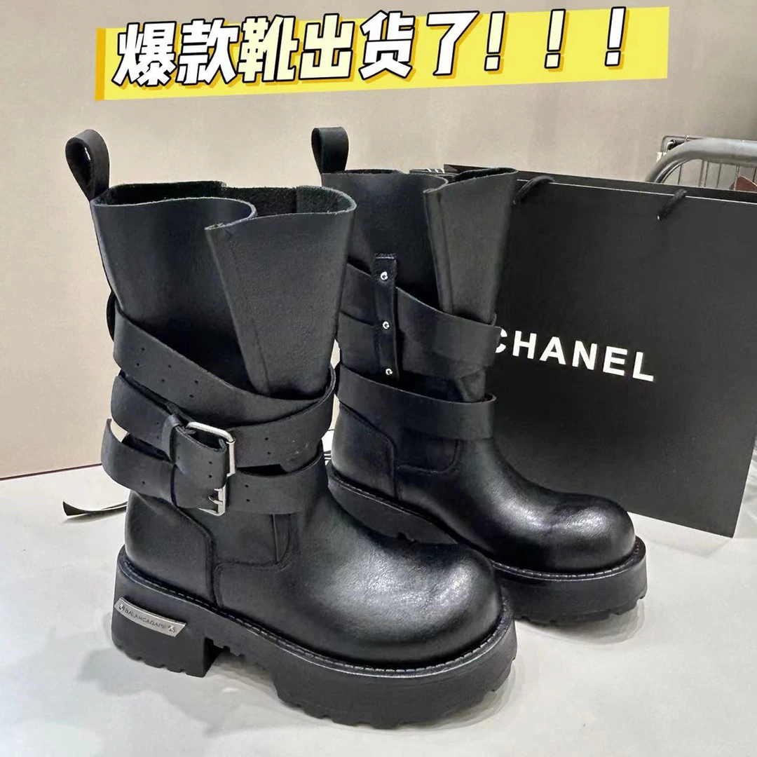 马丁靴女2025新款秋季复古棕色厚底西部靴真皮短靴毒液骑士靴靴子