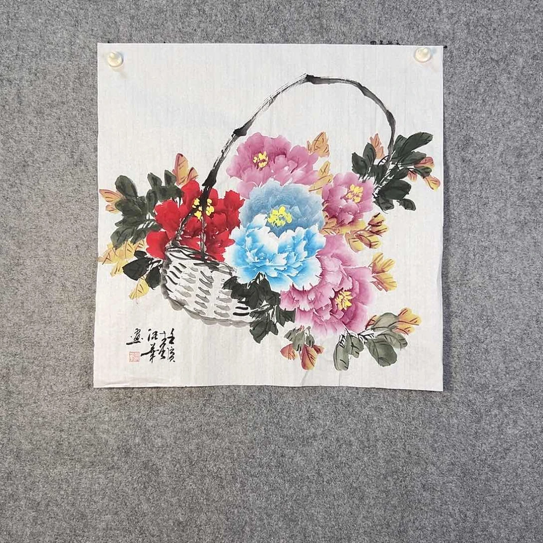 国画121 花鸟在树丛的顶端鸣叫叫声