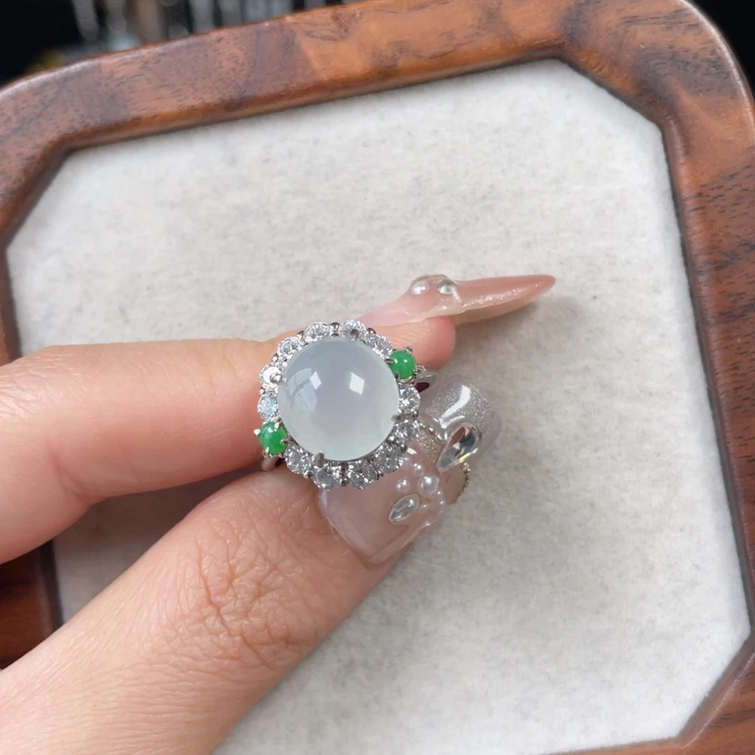 翡翠戒指银S925镶嵌55850