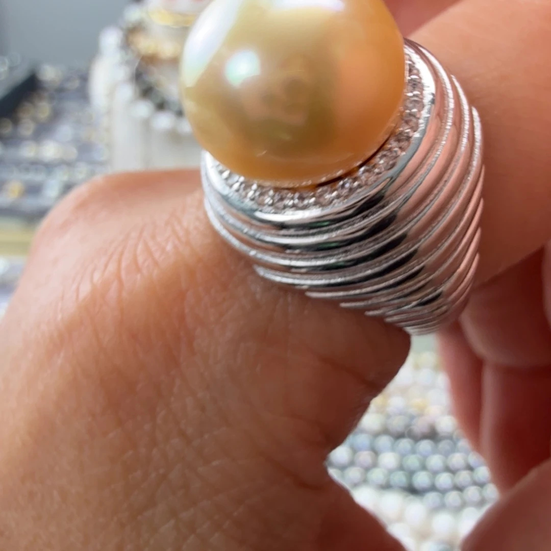 银S925镶嵌戒指海水珍珠