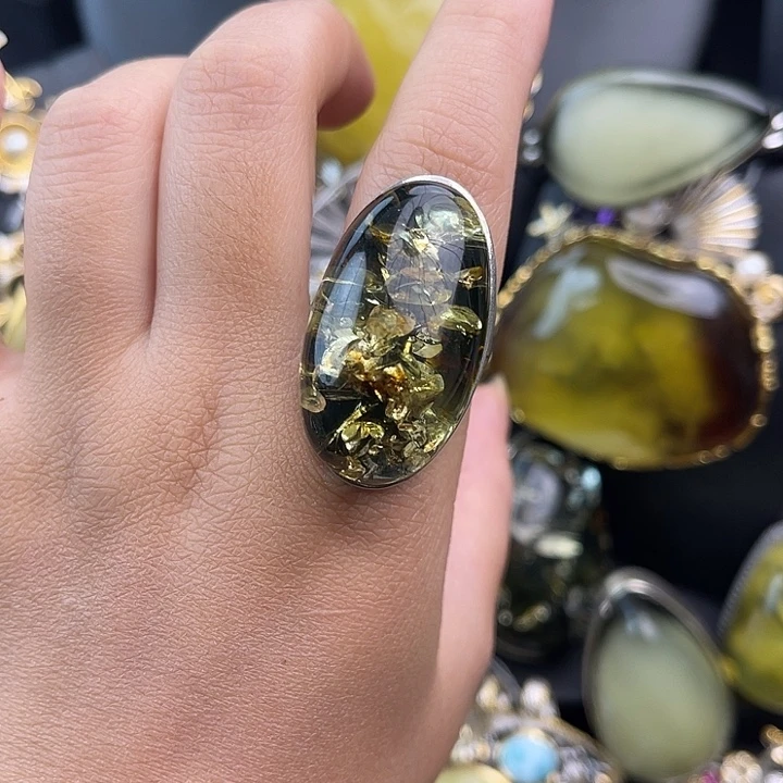 琥珀银S925镶嵌裸石