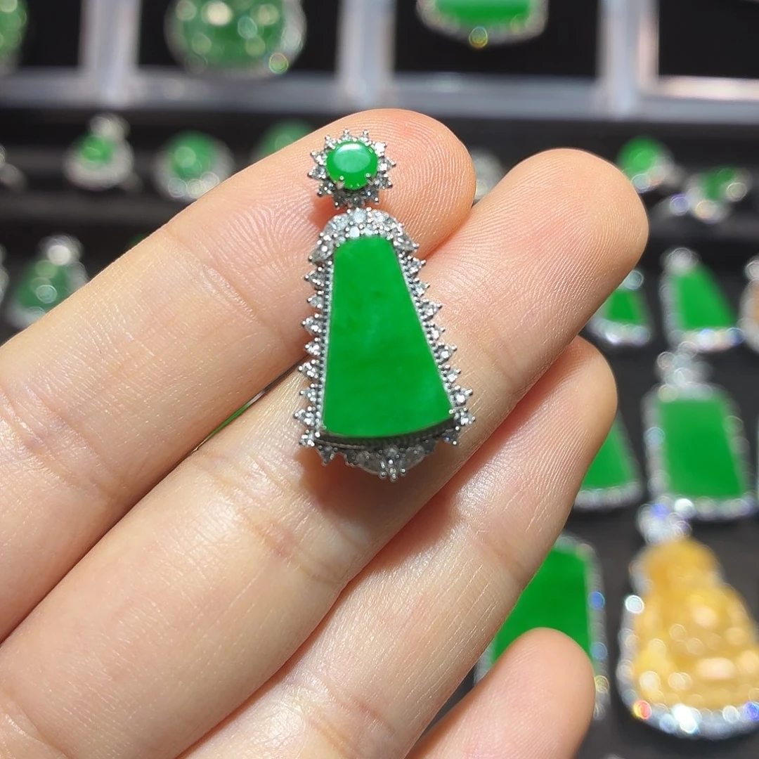 翡翠18K金镶嵌吊坠(不含链)翡翠