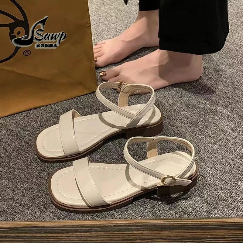 真软皮凉鞋女夏季外穿2025新款平底软底一字不累脚休闲百搭孕妇鞋