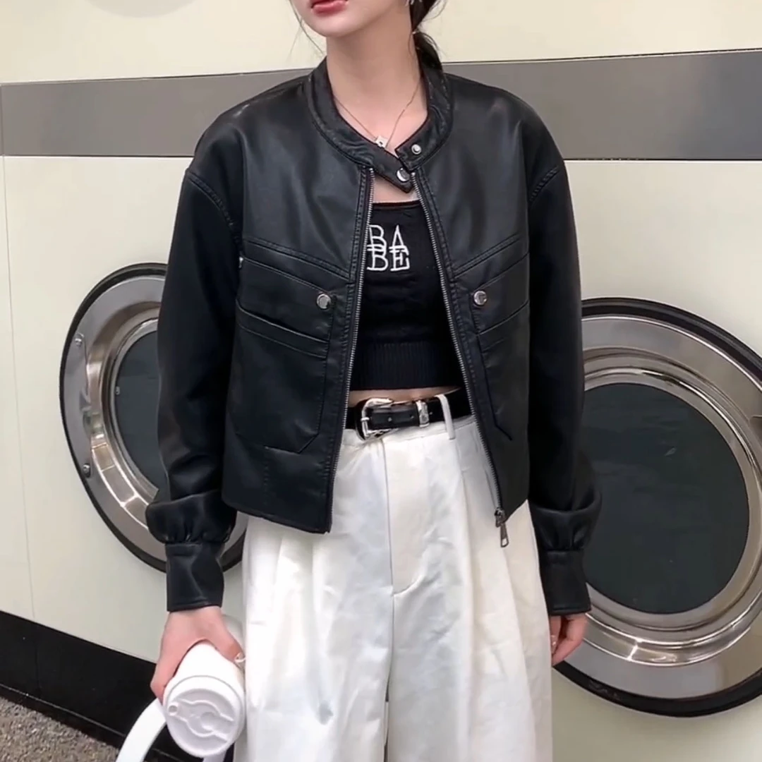 无印心匠纯色+短款 时尚&百搭 洋气皮衣 P98176