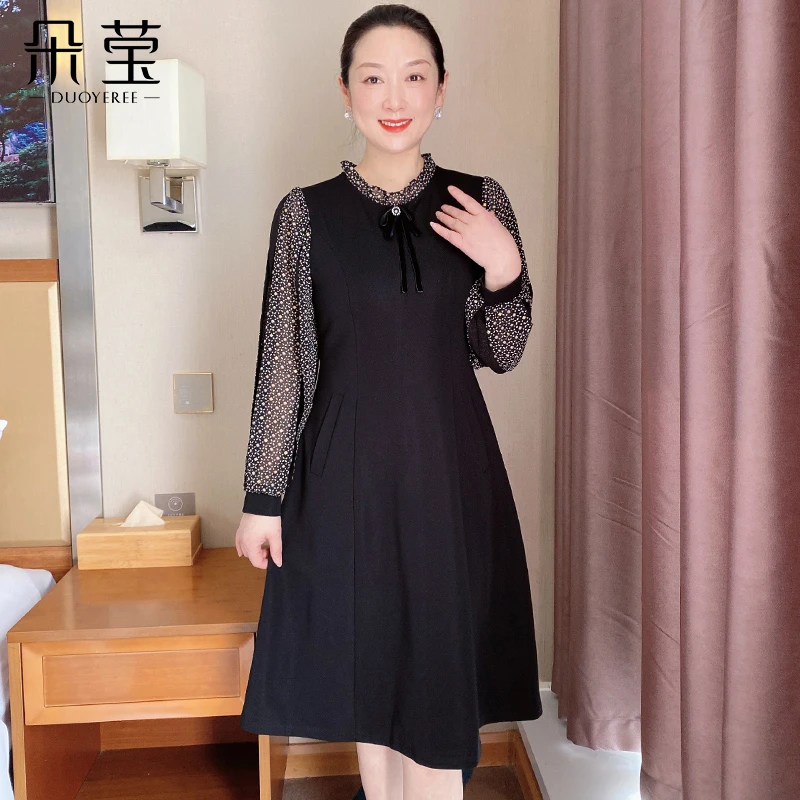 【断码特价】气质妈妈装中长款连衣裙新款长裙中老年长袖裙子IN806