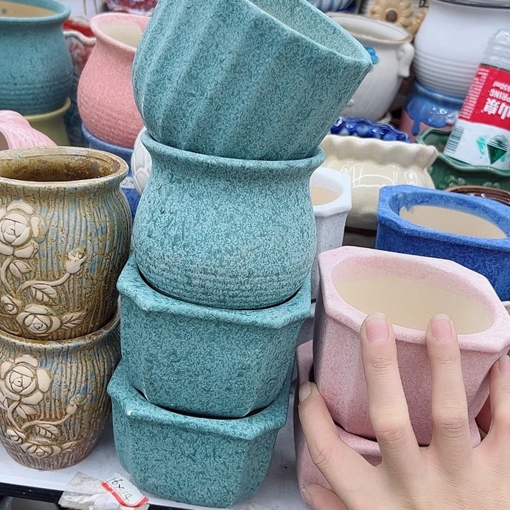 多肉绿植陶瓷花盆9.9包邮，有孔
