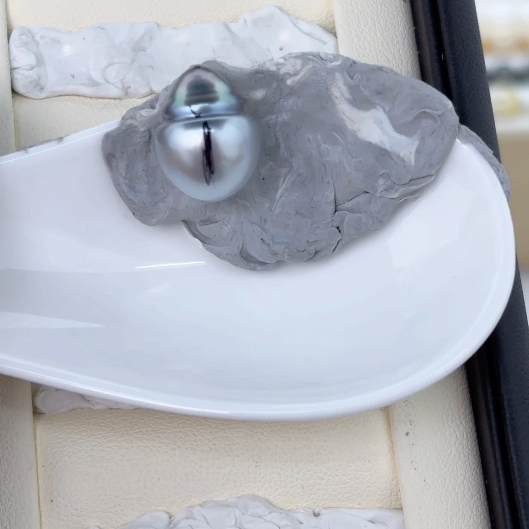 定制海水珍珠裸珠未镶嵌12-13铂金灰一颗