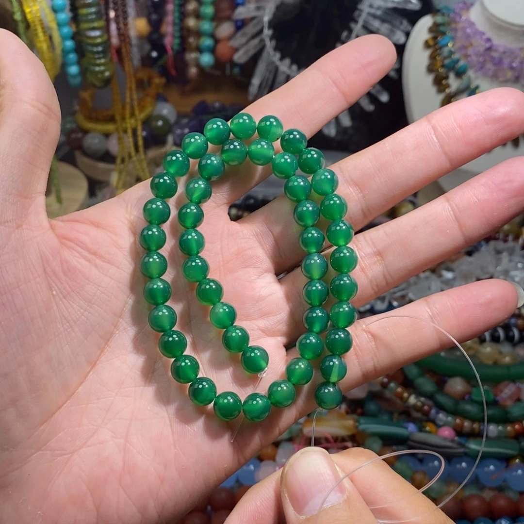 未镶嵌，绿玛瑙8mm，石英质玉