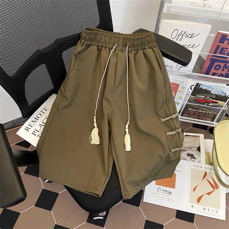 新中式国风裤子女夏季薄款高级感垂感休闲五分裤男装国潮山本裤