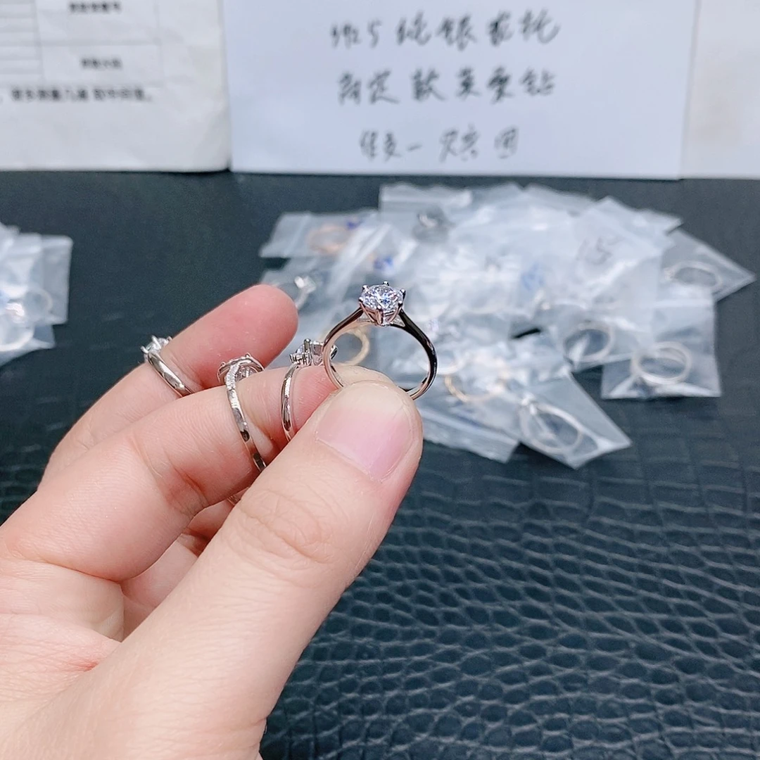 合成碳硅石925银周家六爪1克拉12码