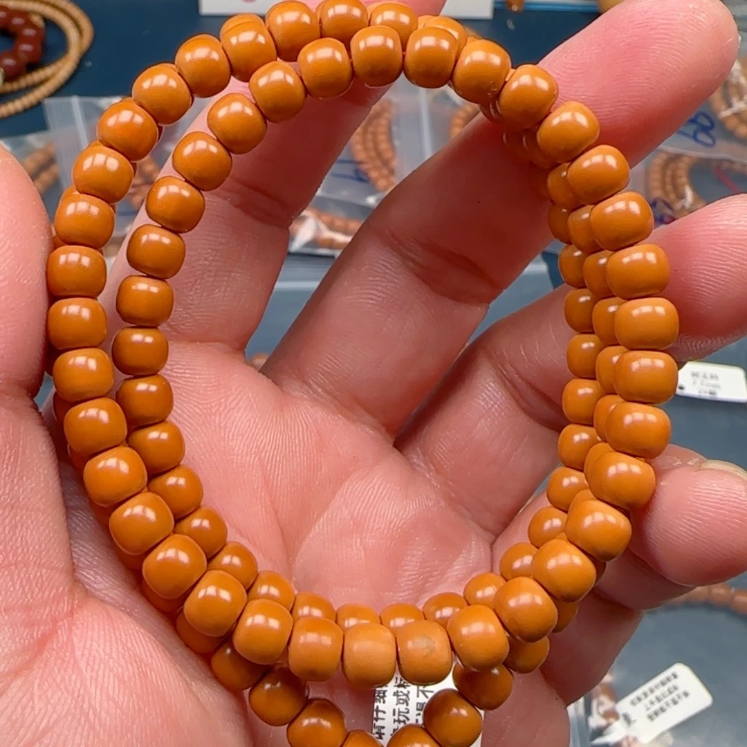 橄榄核手串老挝SS级核尖极限弧尺寸7.1全无白