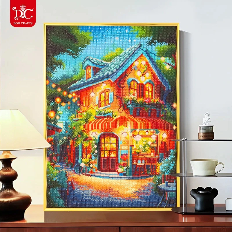 DC/蒂彩【灯火小院】钻石画手工diy十字绣满钻卧室挂画玄关钻石绣