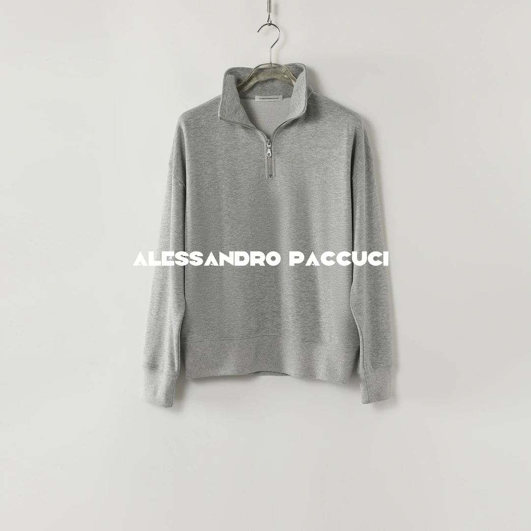 AP洛哥53006TW【自在】棉+莱赛尔半拉链纯色时尚休闲卫衣2024秋