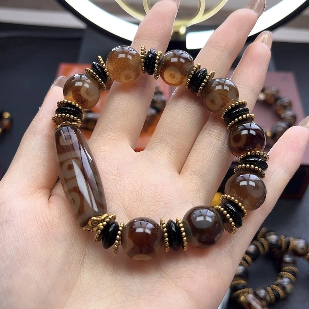 未镶嵌手链玛瑙/玉髓婷**爷九眼天珠手串