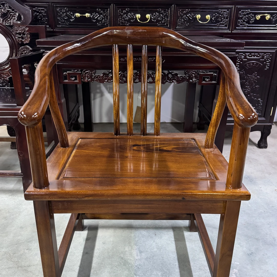 怡品鸿【清风椅】黑金檀木椅子靠背椅客厅家用古典桌椅茶椅