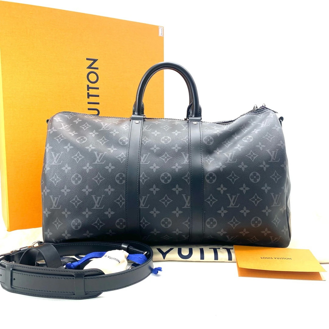 99新 LouisVuitton/路易威登 黑老花keepall45旅行袋 尺寸45/27