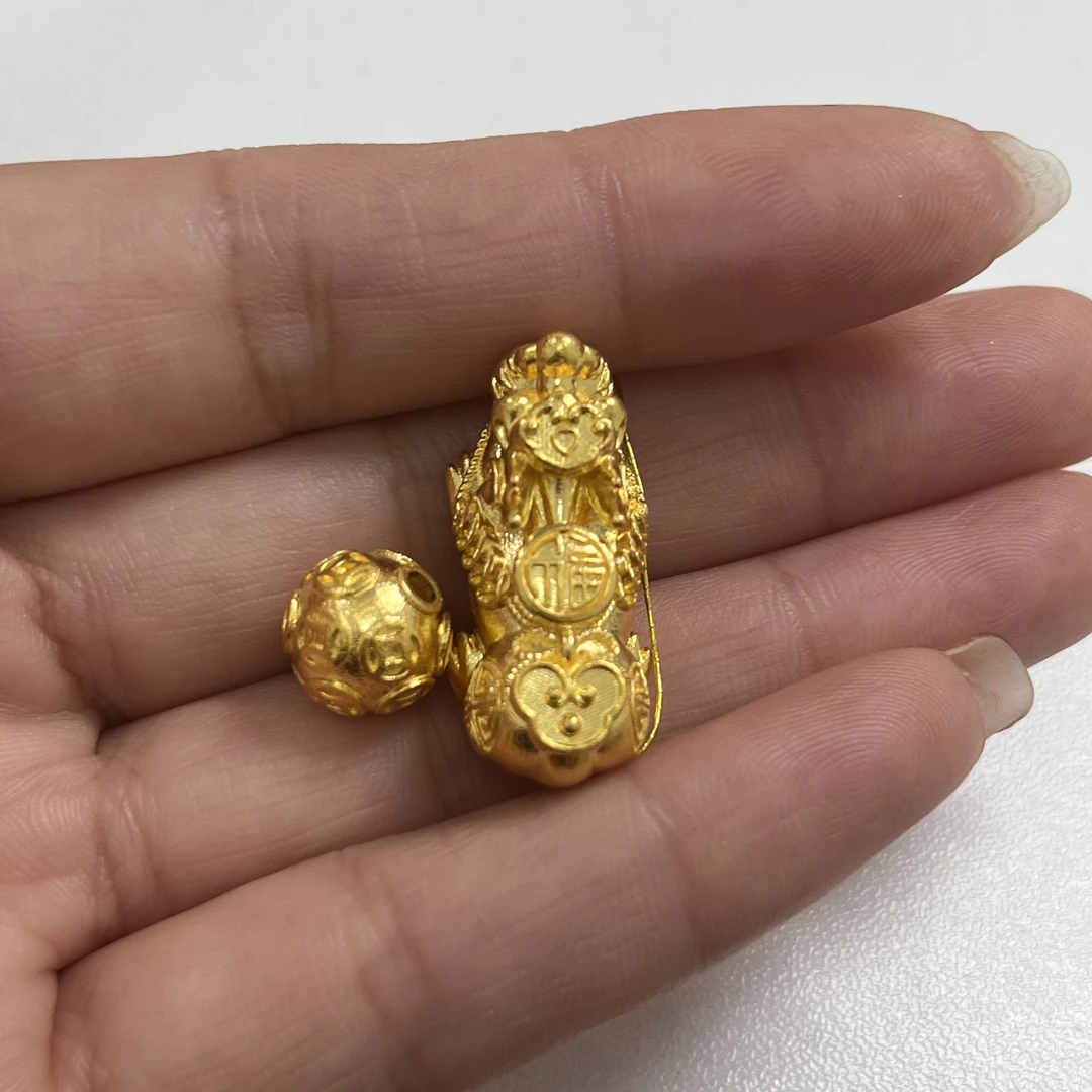 足金古法如意福貔貅手串