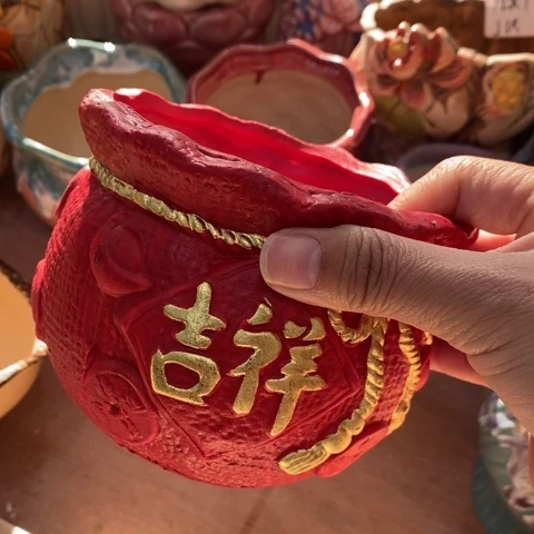 陶瓷小红色吉祥1221213