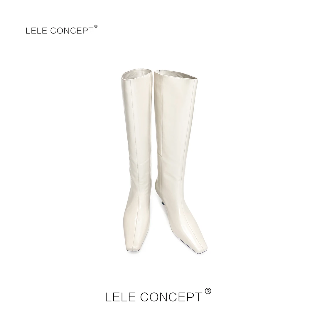 LELE CONCEPT |「颖」时尚轻奢气质百搭小跟宽口时装高跟长靴X0140