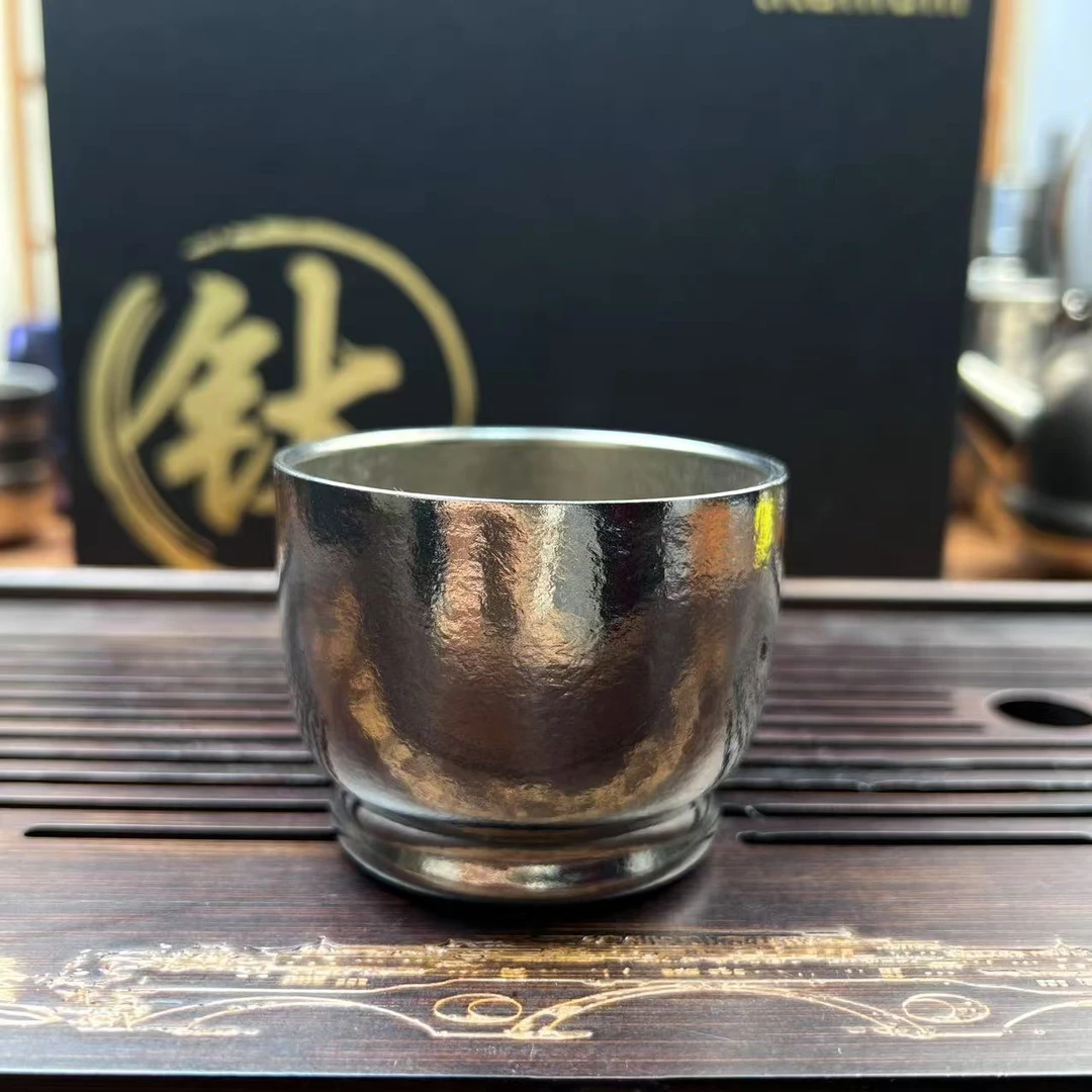 纯钛120ml容量双层隔热钛茶杯主人杯家用户外健康纯钛水杯