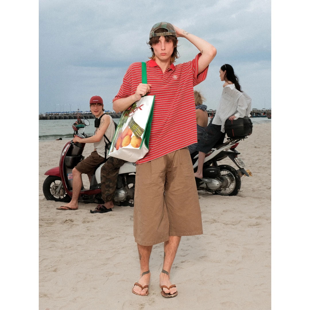 【新品】MASONPRINCE*学院风绣花条纹polo领T恤