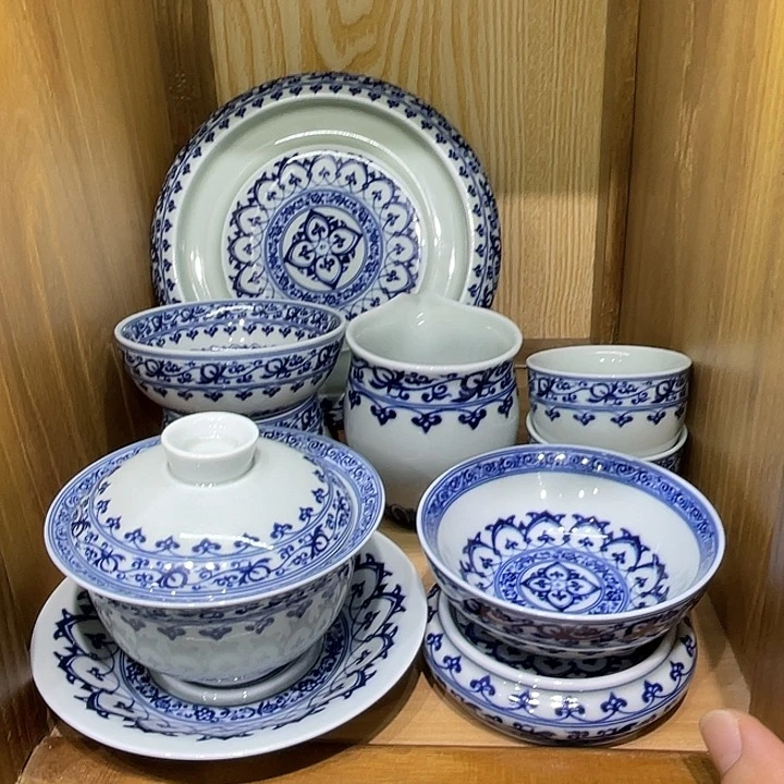 开***海青花宝相8件套茶具