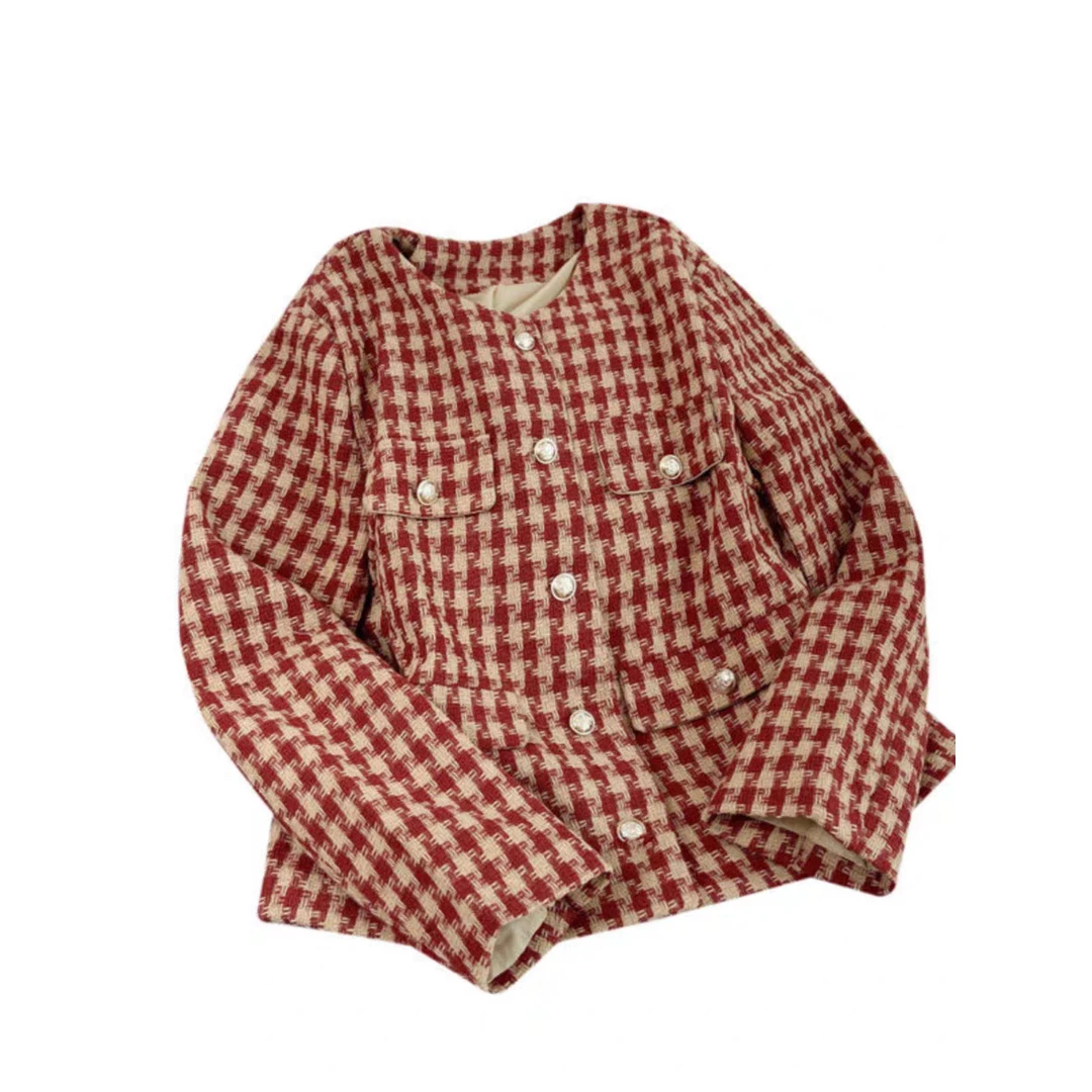 Y34小香风短外套女法式显瘦园领百搭名媛风校园风初秋上衣