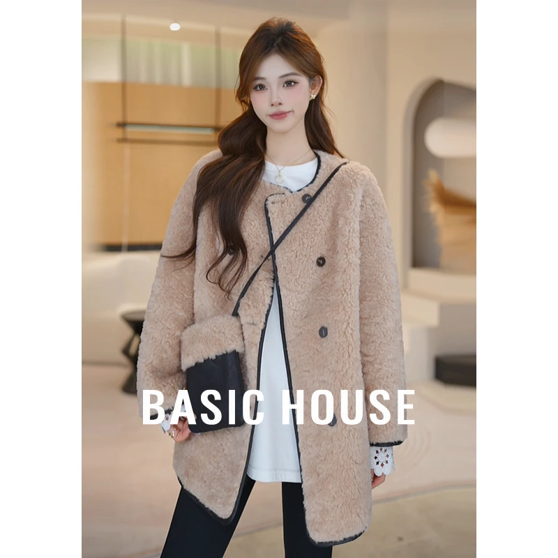 Basic House/百家好琥珀流光羊羔毛外套皮草B1195B52E02