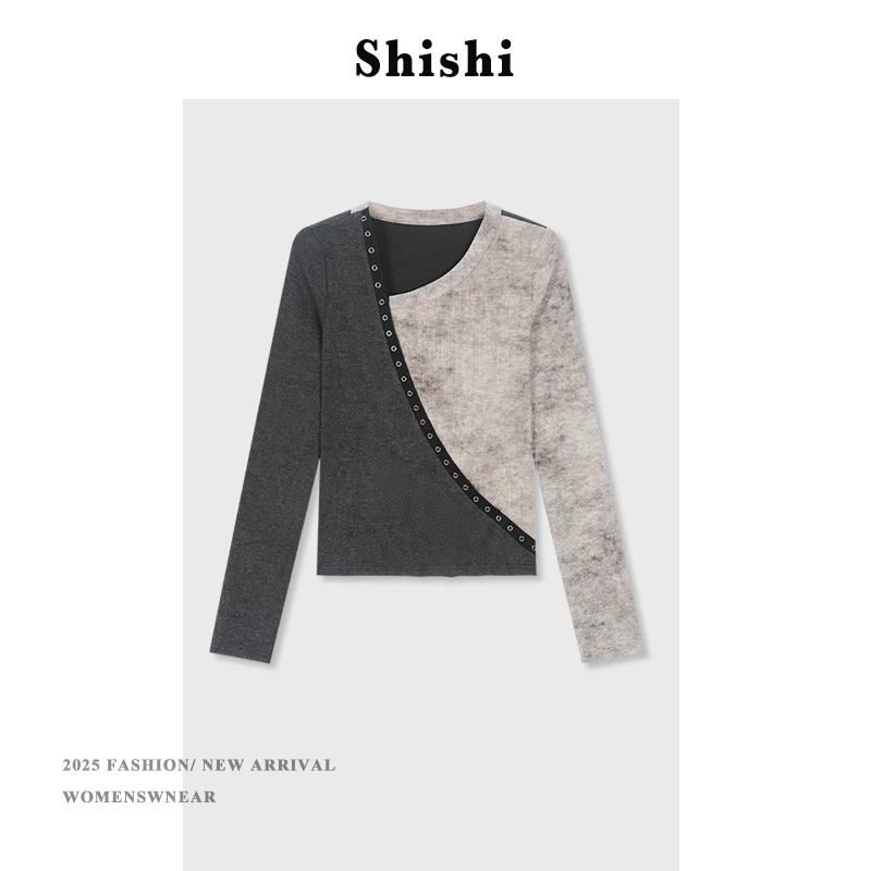 【SW】长袖T恤女早秋时尚百搭休闲洋气长袖假俩件上衣YS-0442