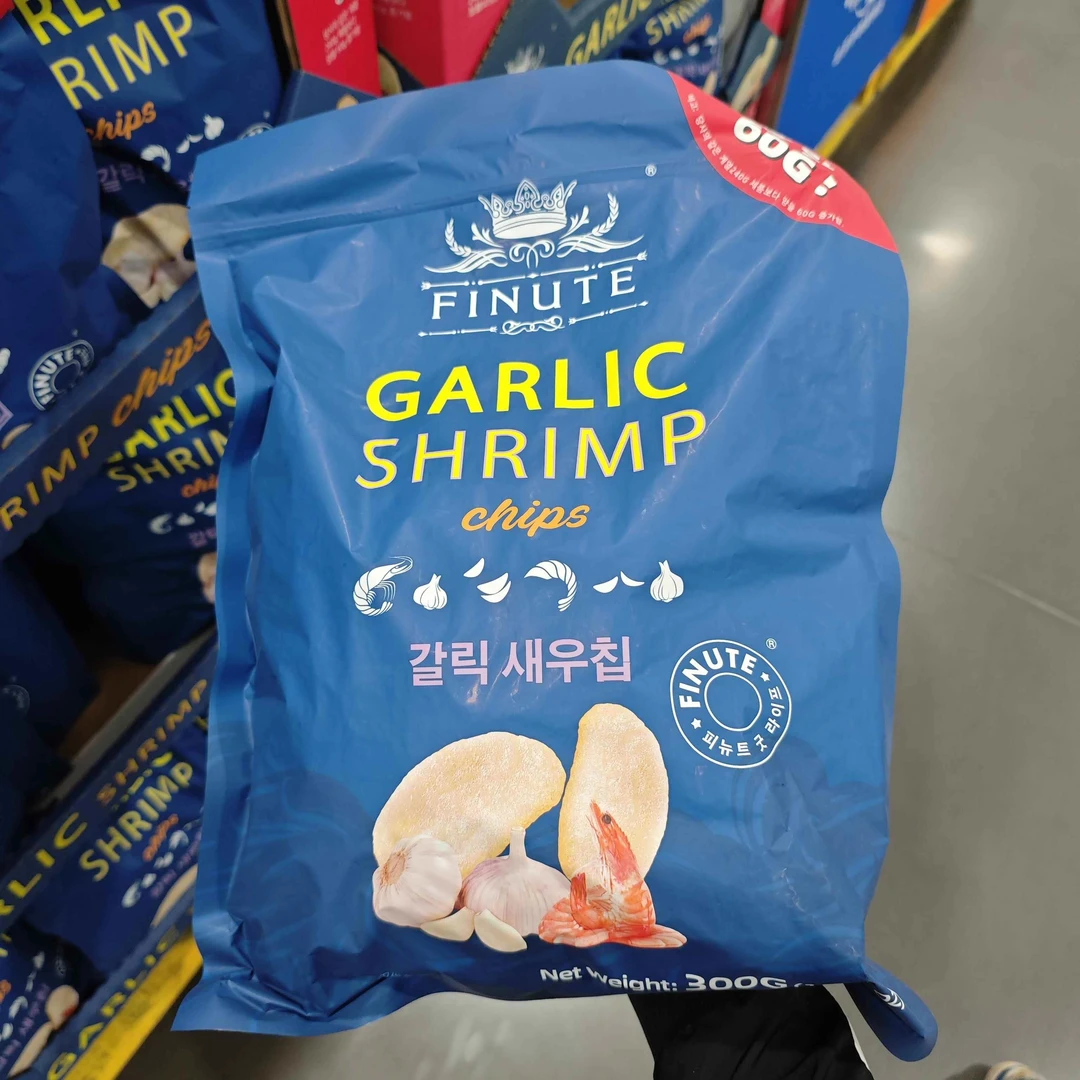 山姆会员商店代购FINUTE 蒜味虾片膨化食品)300g超大包装休闲零食