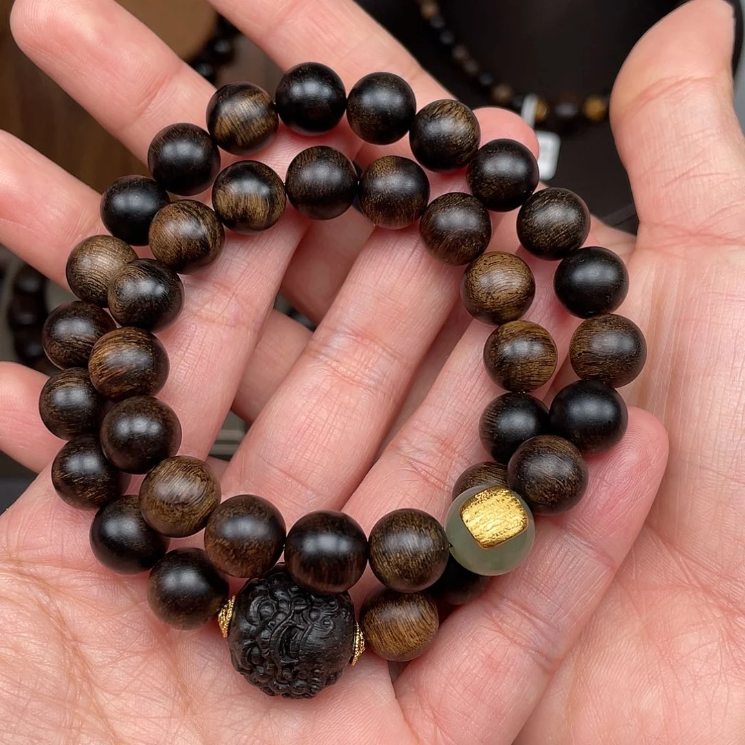 沉香手串越南芽庄白棋1.0瘤疤雷击