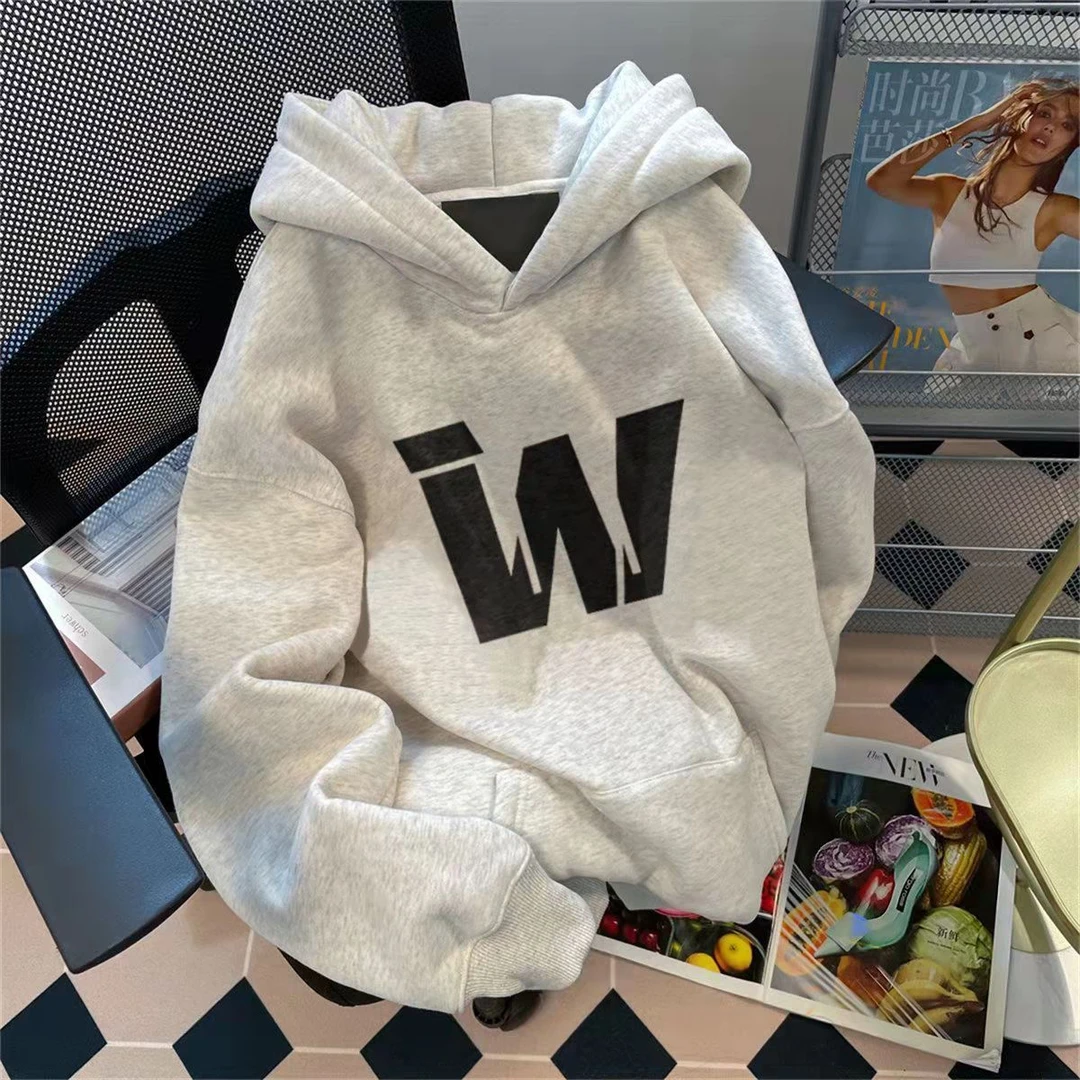 特大码300斤秋冬连帽卫衣男女美式加绒加厚百搭宽松休闲男外套ins