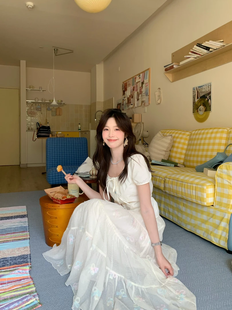 Even一雯【花落梦汐】韩系高智感温柔杏色法式百搭气质半身长裙