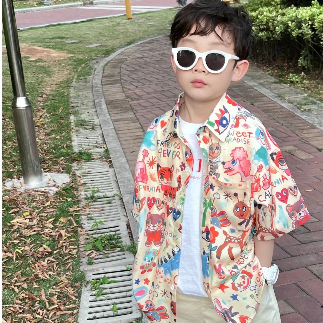 DAMON【童话王国】冰冰凉凉！夏季儿童宽松休闲短袖花衬衫Y56633