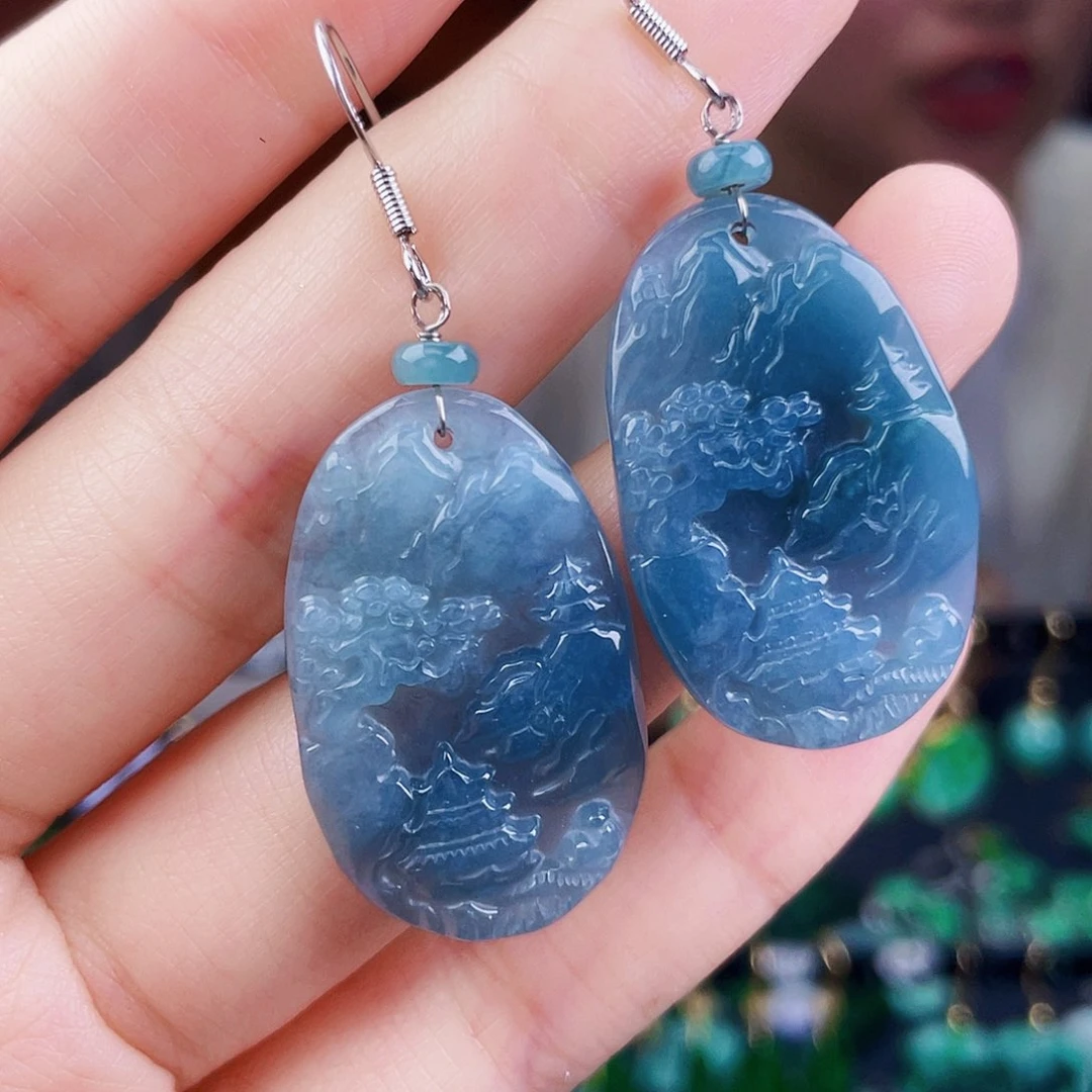 翡翠未镶嵌耳饰饰品